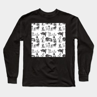 Black And White Dogs Patterns Long Sleeve T-Shirt